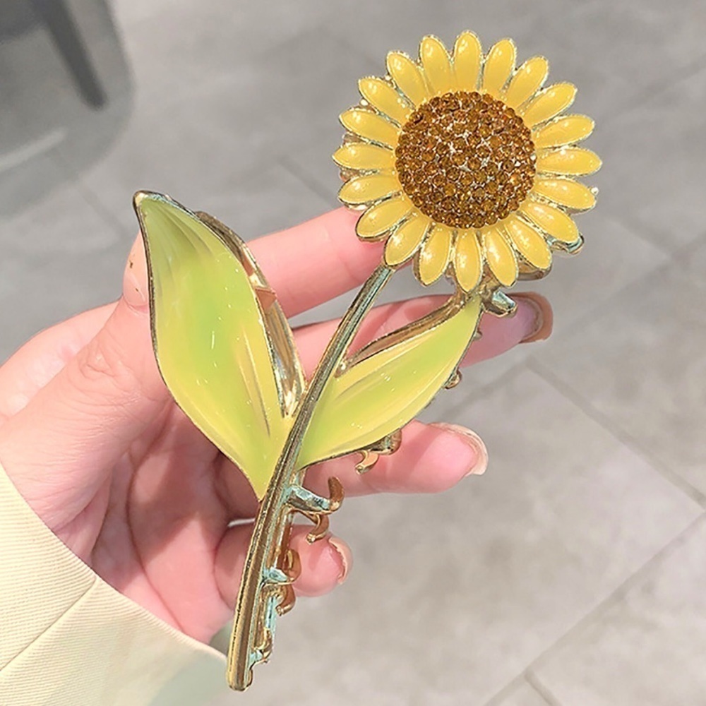 💕 Sunflower 🌻 Gold Fancy Summer Claw Hair Clip | Trendy Boho Flower Floral Large